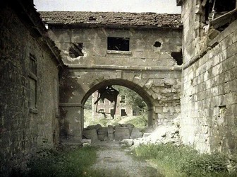 Üveggyár, Vauxrot, Cuffies, Aisne, Franciaország, 1917 (autokróm)